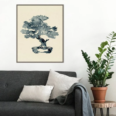 Amanti Art Indigo Bonsai Tree III by Jacob Green - 23" x 28" Framed Canvas Wall Art Gray Wash 7 Amanti Art Indigo Bonsai Tree III by Jacob Green - 23" x 28" Framed Canvas Wall Art Gray Wash - Image 5