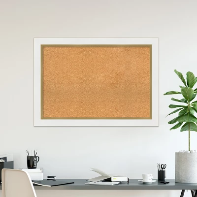 Amanti Art Eva Framed Natural Corkboard - White Gold Bulletin Board 7 Amanti Art Eva Framed Natural Corkboard - White Gold Bulletin Board - Image 5
