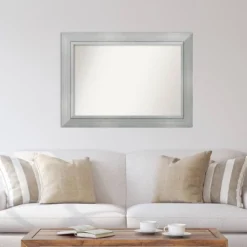 43" X 31" Non-Beveled Romano Silver Wood Wall Mirror - Amanti Art: Modern Rectangle, Includes Mounting Hardware -Amanti Art Shop GUEST 73caad68 e25b 4871 b78b 19d9d8b3597c