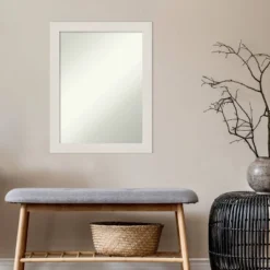 Amanti Art 22x28 Rustic Plank White Narrow Wall Mirror -Amanti Art Shop GUEST 74cd4ade f75e 478b b318 1cb09d777fdb