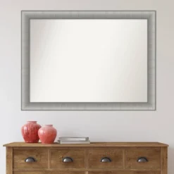 Amanti Art Elegant Brushed Pewter Wall Mirror - 43" x 32" Modern Non-Beveled -Amanti Art Shop GUEST 752f5271 752d 4c51 a301 f7b5d4c742c8