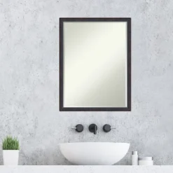 Amanti Art Dark Bronze Scoop Petite Bevel Wood Bathroom Wall Mirror - 25.5 x 19.5 In. -Amanti Art Shop GUEST 758840ed a63d 48d7 92e0 dcaed8624ccf