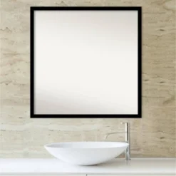 Amanti Art Jet Black 28" x 28" Non-Beveled Bathroom Wall Mirror -Amanti Art Shop GUEST 75cc5ea7 28cd 46ef b89d afe3a9e772ed