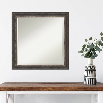 Amanti Art 24" x 24" Bark Rustic Char Narrow Framed Beveled Wall Mirror 7 Amanti Art 24" x 24" Bark Rustic Char Narrow Framed Beveled Wall Mirror - Image 5