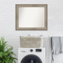 Amanti Art Mezzanine Antique Silver Narrow Wood Bathroom Wall Mirror - 34" x 28" -Amanti Art Shop GUEST 77038107 64ea 40ea 99b4 974e5075f308