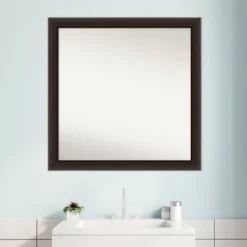 Amanti Art Romano Espresso Narrow Wood Bathroom Wall Mirror - 30" x 30" -Amanti Art Shop GUEST 77993ff4 29e9 41d0 970e 99470a67b0af