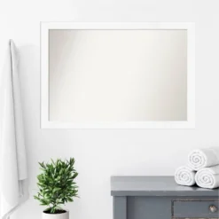 Amanti Art Cabinet White Narrow Non-Beveled Bathroom Wall Mirror - 39" x 27" -Amanti Art Shop GUEST 77e432dc 8e08 48d9 957b 583269b8e0e8