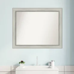 Amanti Art Flair Patina Silver Non-Beveled Bathroom Wall Mirror, 32 x 26 -Amanti Art Shop GUEST 78645586 0b64 4fc0 b5c8 1f6c2dc5fd8c