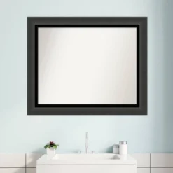 Amanti Art 33" x 27" Tuxedo Black Contemporary Bathroom Wall Mirror -Amanti Art Shop GUEST 7870704d b9c1 4d44 a701 b86c5fc48181