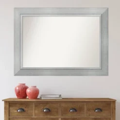 43" X 31" Non-Beveled Romano Silver Wood Wall Mirror - Amanti Art: Modern Rectangle, Includes Mounting Hardware -Amanti Art Shop GUEST 78943a20 a5ff 496e ae3c 6d787b7efaf4