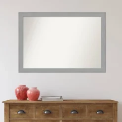 Amanti Art 40" x 28" Non-Beveled Brushed Nickel Framed Wall Mirror -Amanti Art Shop GUEST 78d4c178 4d84 4bac a791 421376c220f7