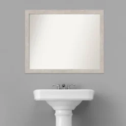 Amanti Art Marred Silver Wood Bathroom Wall Mirror - 31" x 25" Non-Beveled -Amanti Art Shop GUEST 78e33940 9314 4e36 a9f5 59935a98de61