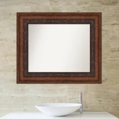 Amanti Art Decorative Bronze Non-Beveled Bathroom Wall Mirror - 38" x 32" -Amanti Art Shop GUEST 7a604427 f689 4cc5 8f39 2a1d9c3a9fda