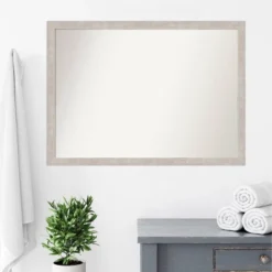 Amanti Art Marred Silver 41" x 30" Non-Beveled Wood Bathroom Wall Mirror -Amanti Art Shop GUEST 7b46e4c2 445e 4eb7 bcc5 7b658f8da9df
