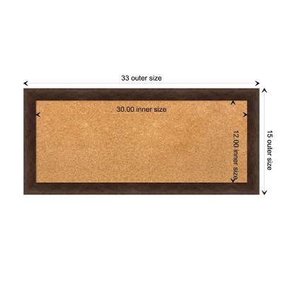Amanti Art Warm Walnut Framed Natural Cork Board - 33" x 15" Wall Mounted Bulletin Board 11 Amanti Art Warm Walnut Framed Natural Cork Board - 33" x 15" Wall Mounted Bulletin Board - Image 9