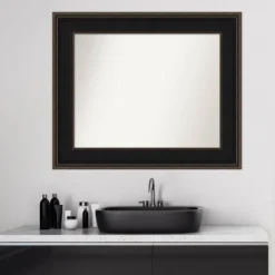 Amanti Art Mezzanine Espresso Brown Wood Bathroom Wall Mirror - 36" x 30" -Amanti Art Shop GUEST 7c4a4de0 f974 4106 9162 abc9c302d932