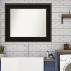 Amanti Art Mezzanine Espresso Brown Wood Bathroom Wall Mirror - 36" x 30" -Amanti Art Shop GUEST 7d75d5e5 9a8a 479c b0ff 46c3ec4bee5b