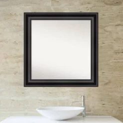 Amanti Art 32" x 32" Grand Black Framed Non-Beveled Bathroom Mirror -Amanti Art Shop GUEST 7d80eaaf e114 4c2f 9186 00679476f10f