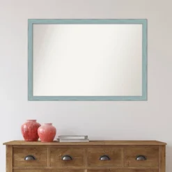 Amanti Art Sky Blue Rustic Wood Wall Mirror - 38" x 26" Non-Beveled -Amanti Art Shop GUEST 7f895363 cf51 4e61 a826 37eeb7968648
