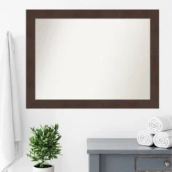 Amanti Art Wildwood Brown Non-Beveled Bathroom Wall Mirror (43" x 32") -Amanti Art Shop GUEST 800d1fc0 a387 43fb 8967 93c9ad581311