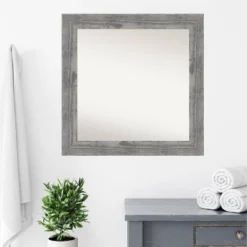 Amanti Art Bridge Grey Wood Bathroom Wall Mirror, 32" x 32" Non-Beveled -Amanti Art Shop GUEST 803f6a4e 2bfa 4dd3 8c31 19bee01811a9