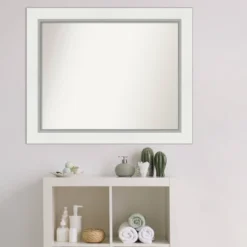 34" X 28" Non-Beveled Eva Bathroom Wall Mirror White - Amanti Art -Amanti Art Shop GUEST 8098b378 bf98 4d9b b25c f76645daab32