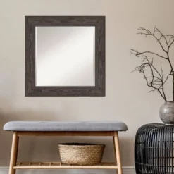 Amanti Art 26" x 26" Beveled Bridge Black Wood Wall Mirror -Amanti Art Shop GUEST 819dcdee cc20 406b 8d74 1b7c2f8923df
