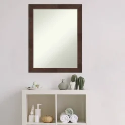 Amanti Art Wildwood Brown Narrow Bathroom Wall Mirror - 21" x 27" -Amanti Art Shop GUEST 8473e762 2fa2 46e2 953f c5ac4dae2e4a