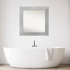 Amanti Art 33" x 33" Romano Silver Wood Bathroom Wall Mirror -Amanti Art Shop GUEST 848635a0 482f 4649 8e02 b5541c7078c8