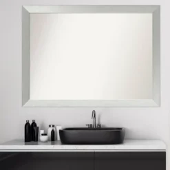 42" X 31" Non-Beveled Wood Bathroom Wall Mirror Brushed Sterling Silver - Amanti Art 15 42" X 31" Non-Beveled Wood Bathroom Wall Mirror Brushed Sterling Silver - Amanti Art -Amanti Art Shop GUEST 84a20613 5e4f 47e2 a76a 825999bfbf7b