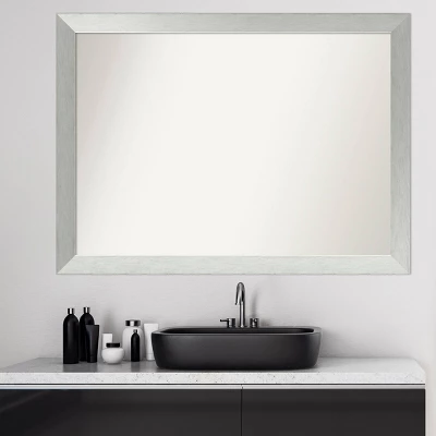 42" X 31" Non-Beveled Wood Bathroom Wall Mirror Brushed Sterling Silver - Amanti Art 8 42" X 31" Non-Beveled Wood Bathroom Wall Mirror Brushed Sterling Silver - Amanti Art - Image 6