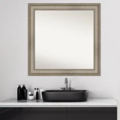 Amanti Art Mezzanine Antique Silver Narrow Wood Bathroom Wall Mirror - 32" x 32" -Amanti Art Shop GUEST 85d086dc 8c4e 4fae 955f a2a602e51283