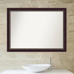 42" X 31" Non-Beveled Signore Bronze Wood Bathroom Wall Mirror - Amanti Art -Amanti Art Shop GUEST 862d1425 4f81 40de 8e0c c96714f552d0