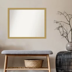 30" X 24" Non-Beveled Grace Brushed Gold Narrow Wall Mirror - Amanti Art -Amanti Art Shop GUEST 865c1dfb 465b 4423 b862 2c0bec96264f
