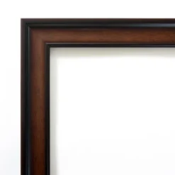 Amanti Art Cyprus Walnut Narrow Petite Bevel Wood Bathroom Mirror - 27 x 21