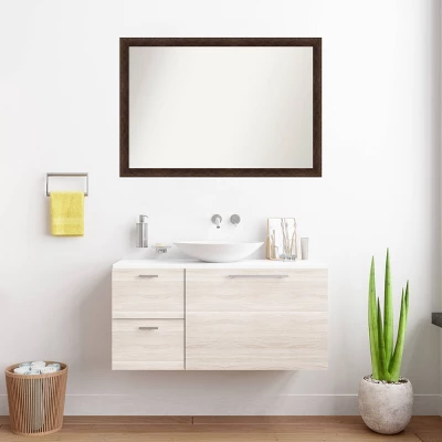 Amanti Art Modern Rectangular Warm Walnut Wood Bathroom Wall Mirror - 39" x 27" 6 Amanti Art Modern Rectangular Warm Walnut Wood Bathroom Wall Mirror - 39" x 27" - Image 4