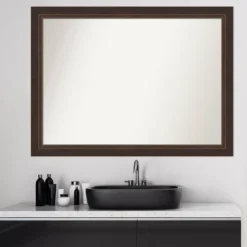 Amanti Art Lara Bronze Wood Bathroom Wall Mirror - 43" x 32" -Amanti Art Shop GUEST 896f1ebd c96c 4d65 8035 474204dc02a7