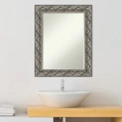 Amanti Art Silver Luxor Petite Bevel Wood Bathroom Wall Mirror -Amanti Art Shop GUEST 8b677a51 7ef0 44fc a374 2f61f06186ac