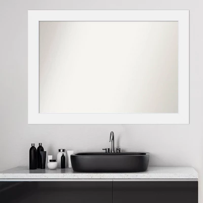 Amanti Art Corvino White Wood Wall Mirror, 41" x 29" Non-Beveled Bathroom Mirror 8 Amanti Art Corvino White Wood Wall Mirror, 41" x 29" Non-Beveled Bathroom Mirror - Image 6