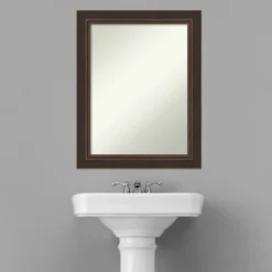 Amanti Art Lara Wood Bathroom Wall Mirror in Bronze - 23" x 29" -Amanti Art Shop GUEST 8c0609bd 7930 412e a388 bdb6bebf6308