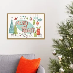 Amanti Art Merry and Bright Christmas Tree by Janelle Penner - 23" x 16" Framed Canvas -Amanti Art Shop GUEST 8c49ea0b 2a1c 42c7 b909 decb7f80f604