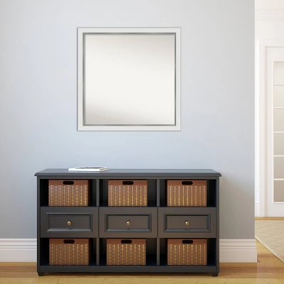 Amanti Art 29" x 29" Eva White Silver Narrow Framed Wall Mirror 7 Amanti Art 29" x 29" Eva White Silver Narrow Framed Wall Mirror - Image 5