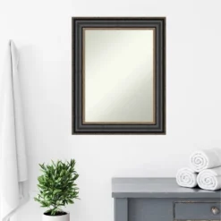 Amanti Art Thomas Black Bronze Non-Beveled Bathroom Wall Mirror (24" x 30") -Amanti Art Shop GUEST 8cb5d9f6 cf36 4300 9843 05da7bfdcc4d