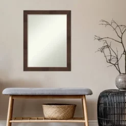 Amanti Art Wildwood Brown Narrow Bathroom Wall Mirror - 21" x 27" -Amanti Art Shop GUEST 8ccb72b6 1aeb 42b3 a6c0 a6e4fb54ae14