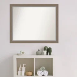 Amanti Art Eva Brown Narrow Non-Beveled Bathroom Wall Mirror - 31 x 25 in. -Amanti Art Shop GUEST 8d1a637c d94c 409a 90be 0b156fdbc991