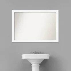Amanti Art Cabinet White Narrow Non-Beveled Bathroom Wall Mirror - 39" x 27" -Amanti Art Shop GUEST 8d63c43d c8ba 4baa aa5d 9dd30f9feaa0
