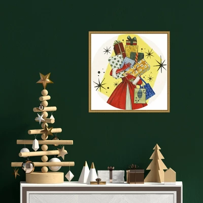 16" X 16" Vintage Christmas Gifts By Grace Popp Framed Canvas Wall Art - Amanti Art 5 16" X 16" Vintage Christmas Gifts By Grace Popp Framed Canvas Wall Art - Amanti Art - Image 3