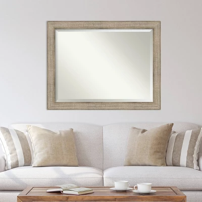 Amanti Art 46"x36" Beveled Trellis Silver Wood Wall Mirror 6 Amanti Art 46"x36" Beveled Trellis Silver Wood Wall Mirror - Image 4