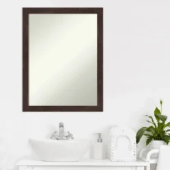 Amanti Art 21" x 27" Fresco Wood Wall Mirror in Dark Walnut Brown -Amanti Art Shop GUEST 8e1a5b7b 8183 410a ac2a 0552d8701910