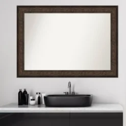 Amanti Art Ridge Bronze 42" x 30" Non-Beveled Bathroom Wall Mirror -Amanti Art Shop GUEST 8f07a286 698a 4952 9fe5 834e67837ff2